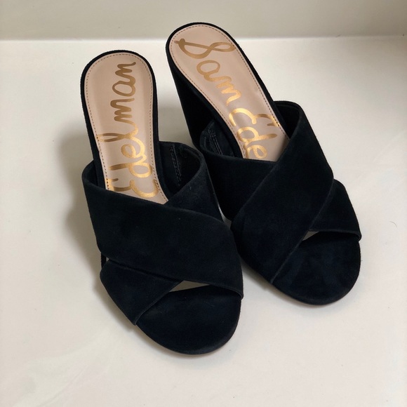 Sam Edelman black wedges Sz 9.5 - Picture 3 of 6